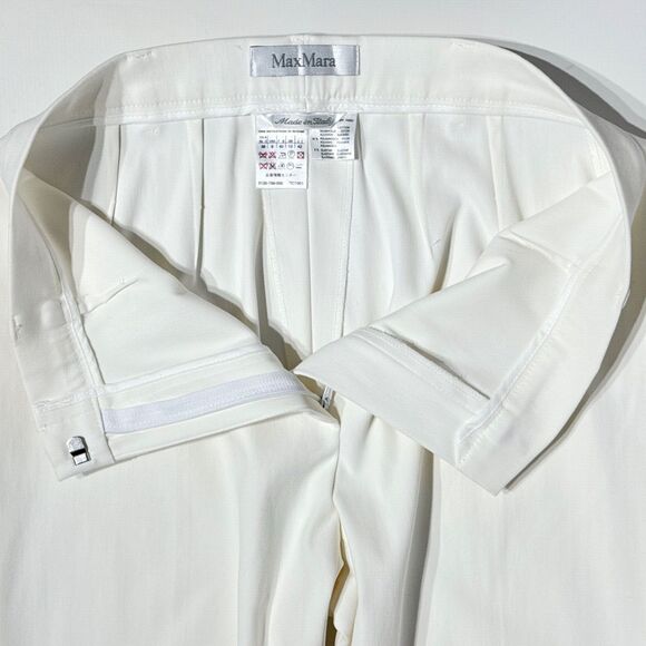 MAX MARA White High Waist Ankle Pants Cotton Stretch Made in Italy Women Sz. 8 - Picture 5 of 13